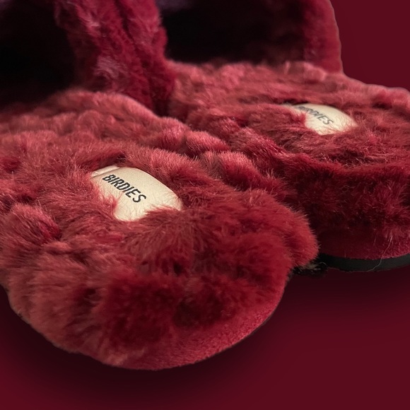 BIRDIES red merlot faux fur slippers size 7.5 The Songbird style - Picture 10 of 10